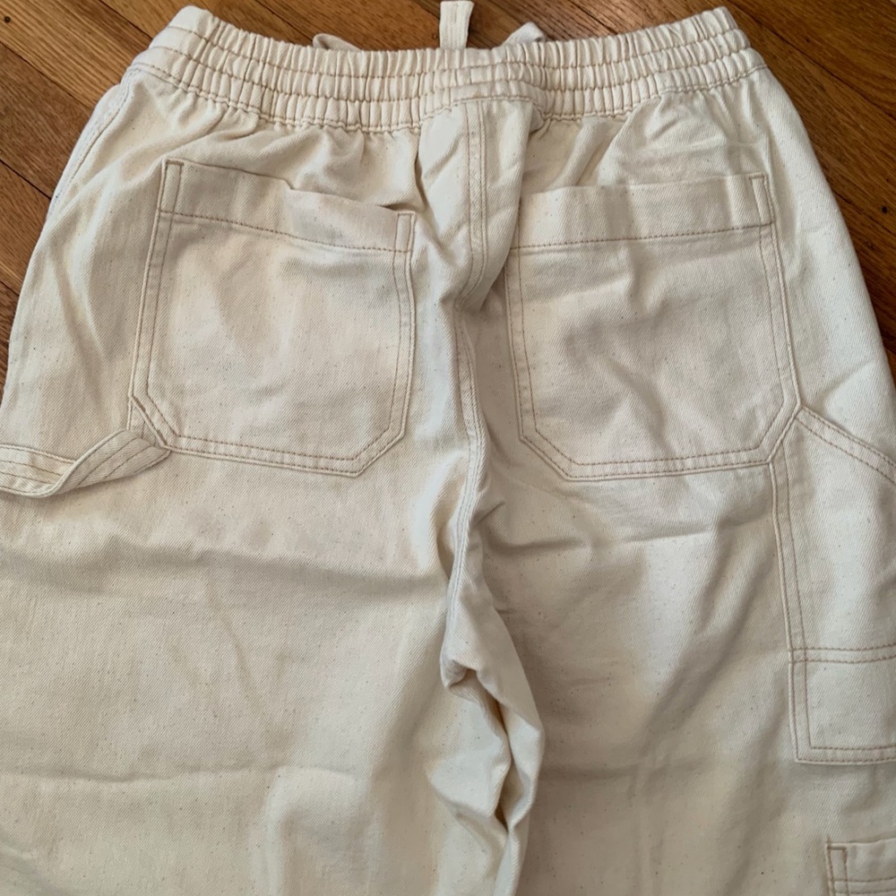 Aerie Wide Leg Drawstring Cargo Pants in Off-White - Picture 4 of 4